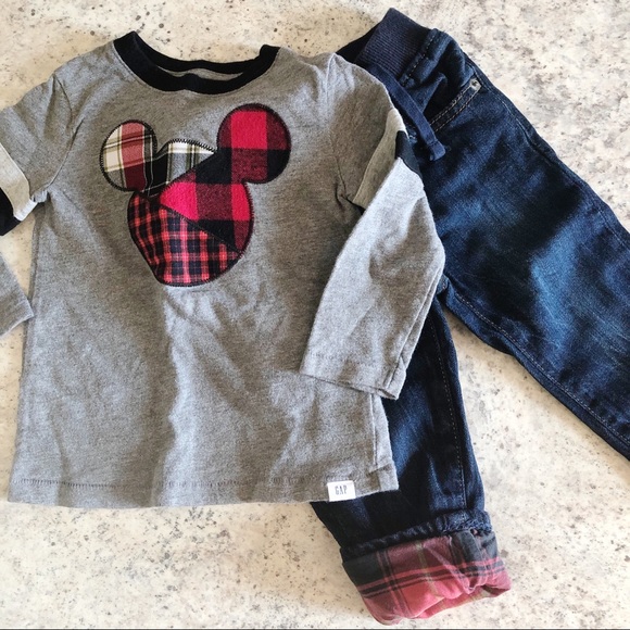 GAP Other - Gap Baby Mickey shirt with Fleece Lined Jeans